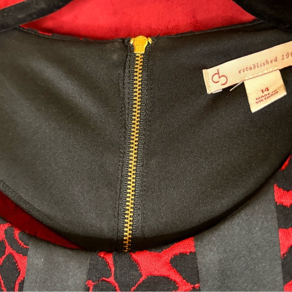 Christopher and Banks Elegant Red and Black Long Sleeve Dress Sz 14 - Picture 7 of 12